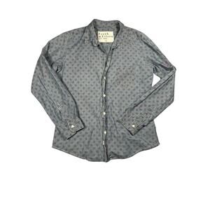 Frank & Eileen Shirt Women Large Blue Button Up Geometric Casual Barry USA